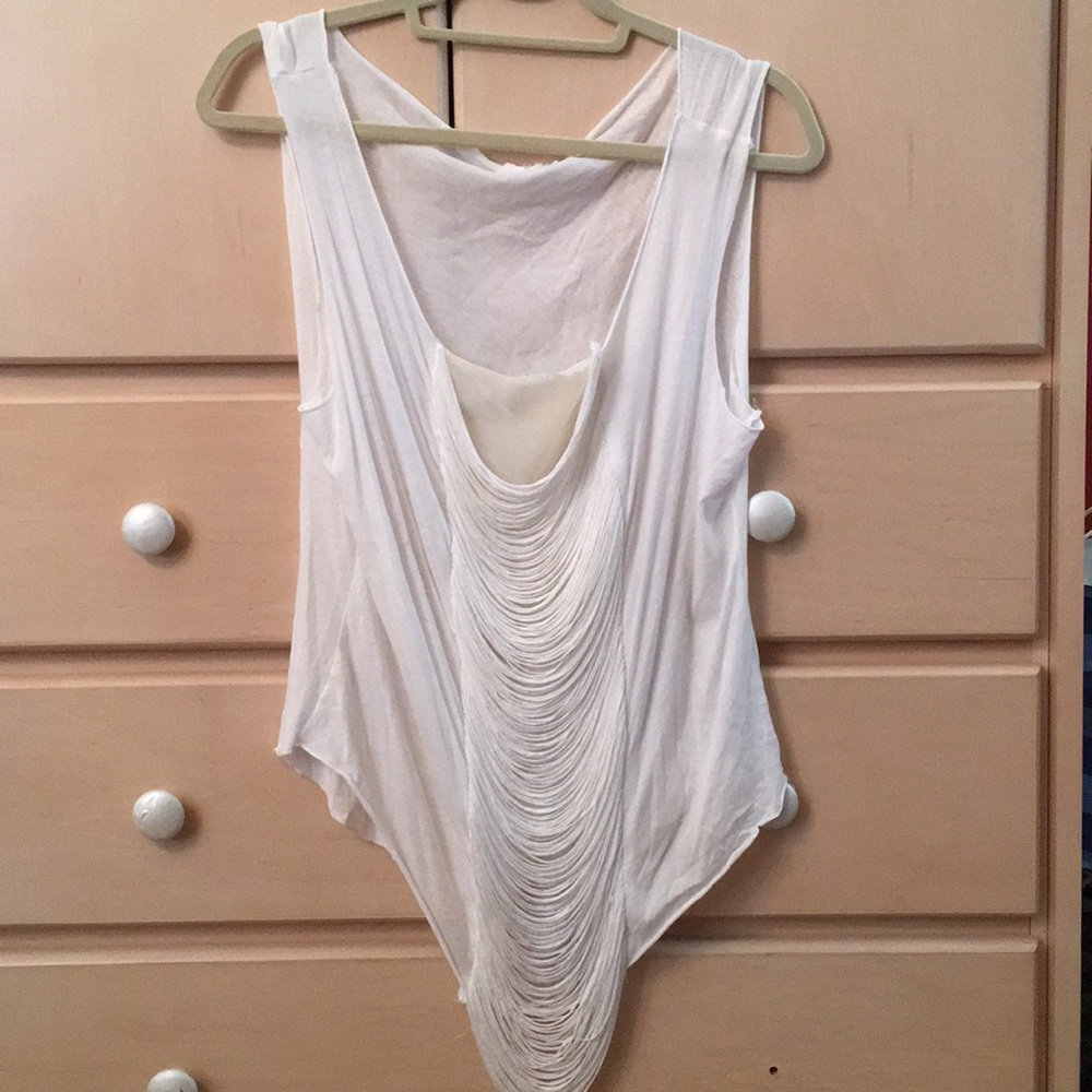 White Fringe Boho Top
